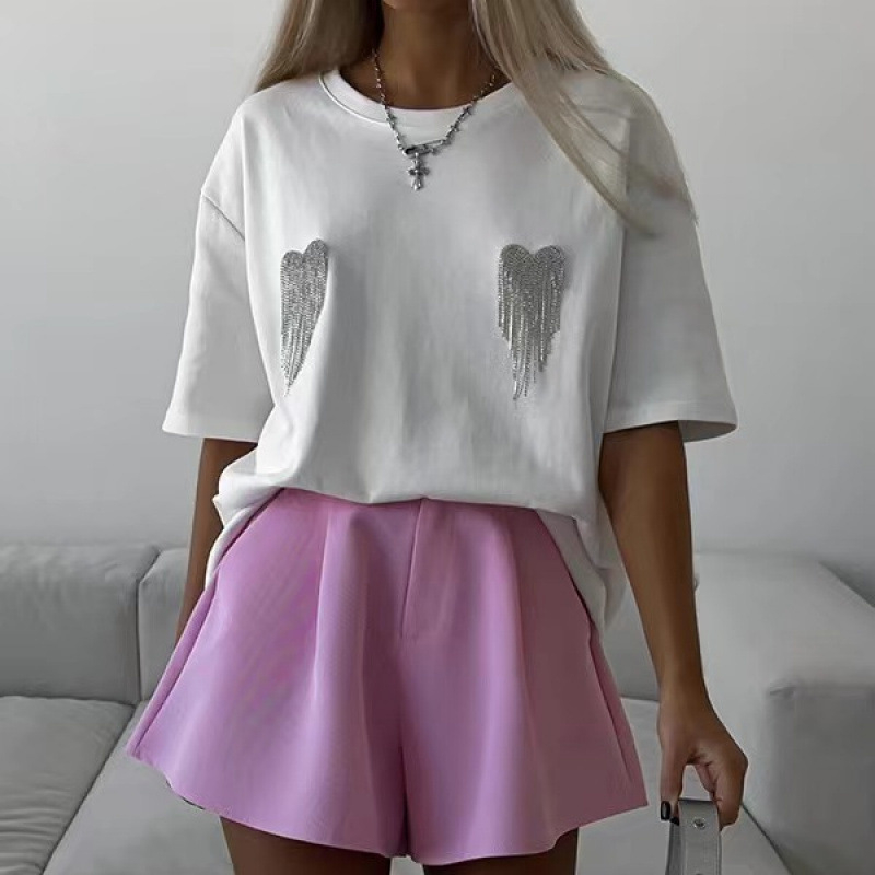 Pamuk majica, slobodan kroj, okrugli izrez, gradski stil