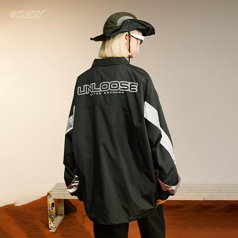 Jakna u stilu motocikla, opuštenog oversize kroja, vodootporna, rever ovratnik, 70% spandex