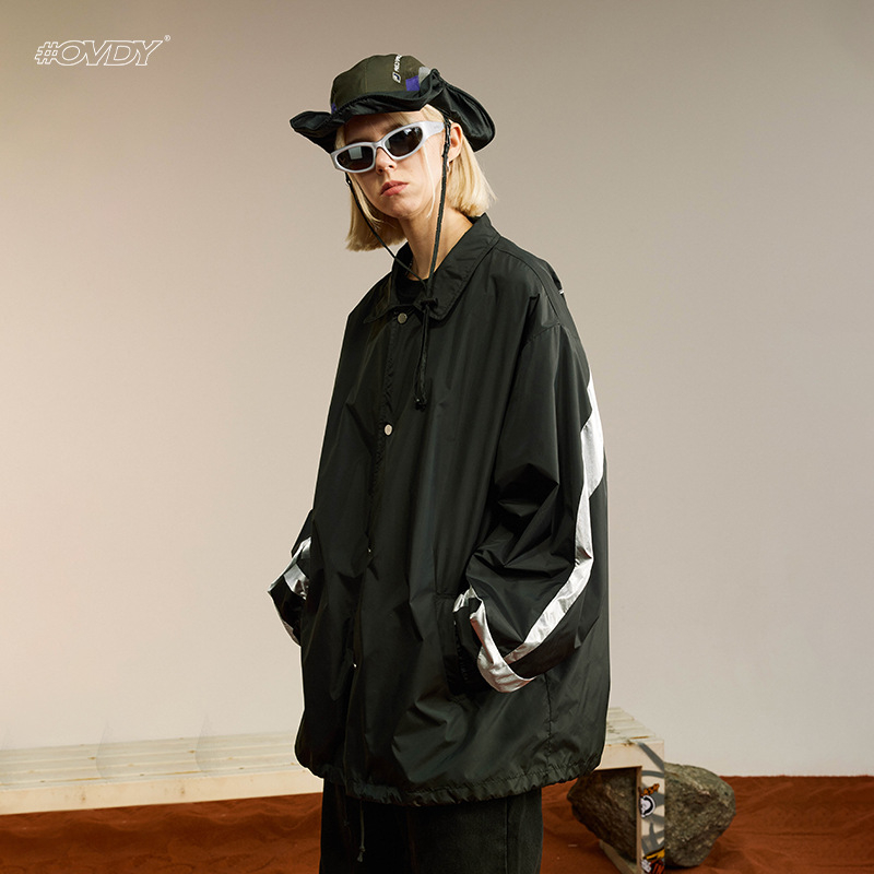 Jakna u stilu motocikla, opuštenog oversize kroja, vodootporna, rever ovratnik, 70% spandex