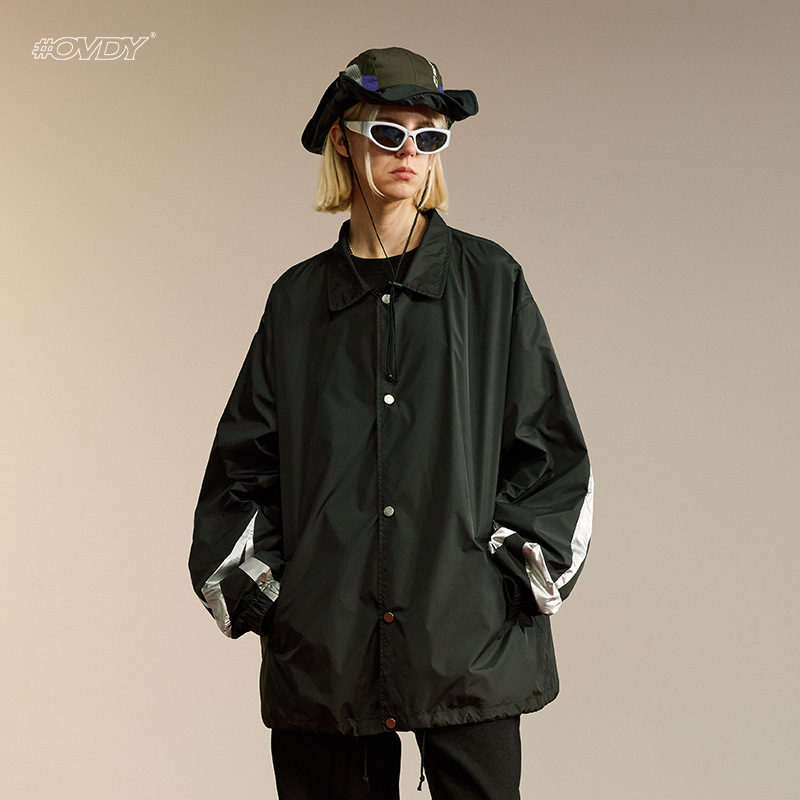 Jakna u stilu motocikla, opuštenog oversize kroja, vodootporna, rever ovratnik, 70% spandex