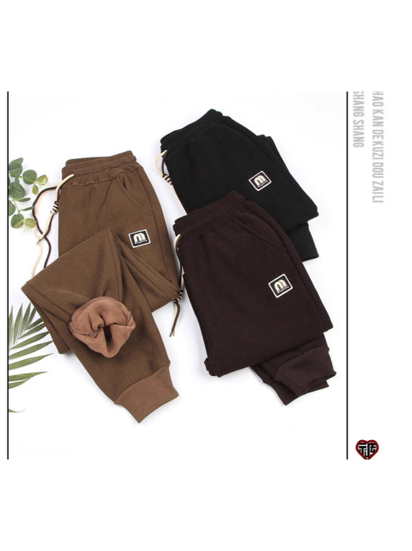 Ženske jogger hlače, visok struk, šnurica, širok kroj, ekstra debele, pamuk-poliester-spandex mješavina.