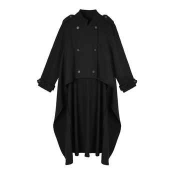 Windbreaker jakna s dvostrukim gumbima, stojeći ovratnik, dugi rukavi, twill pamuk tkanina, jedne boje, srednje duljine