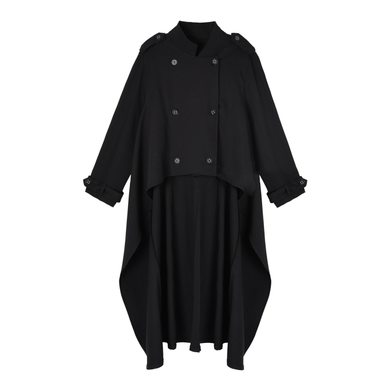 Windbreaker jakna s dvostrukim gumbima, stojeći ovratnik, dugi rukavi, twill pamuk tkanina, jedne boje, srednje duljine