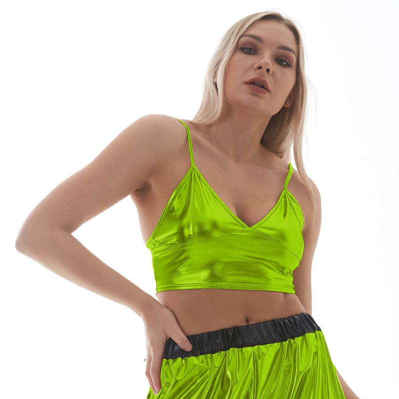 Női vállpántos top – ultra rövid, egyszínű poliészter-spandex anyag, karcsú szabás, nyár 2022