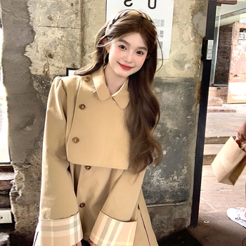 Ženski trench coat, korejskog stila dizajn, slobodan kroj, polo ovratnik, dugi rukavi