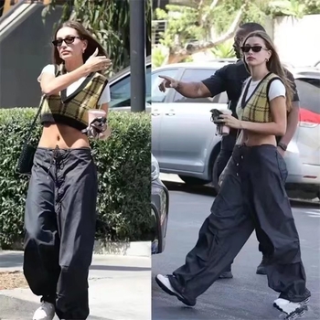 Ženske casual hlače, širokog kroja, poliester (80–90% sadržaja), street hipster stil, tanke hlače, jesen 2022