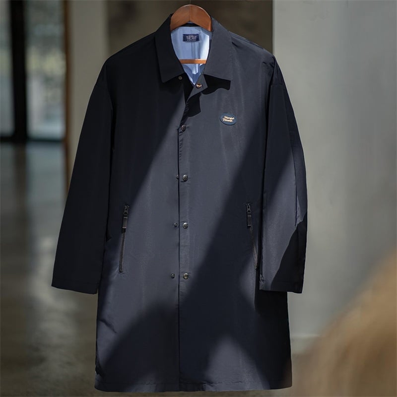 Trench kaput s Teflon trostrukom zaštitom, ovratnik Lapel, srednja duljina, jednostruko kopčanje, poliester