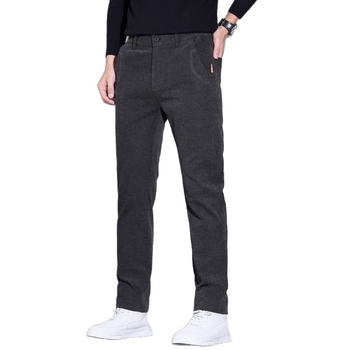 Muške zimske hlače od chenille s flisom, ravnog kroja, poslovno casual stil, srednji pojas s remenom i zatvaračem