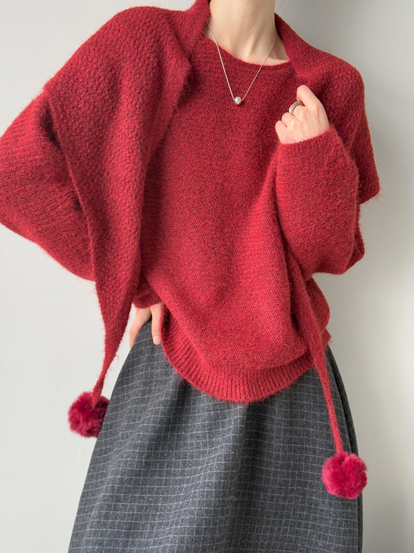 Ženski pulover od poliestera, srednje gustoće, dugi rukavi, okrugli ovratnik, japansko-korejski casual stil