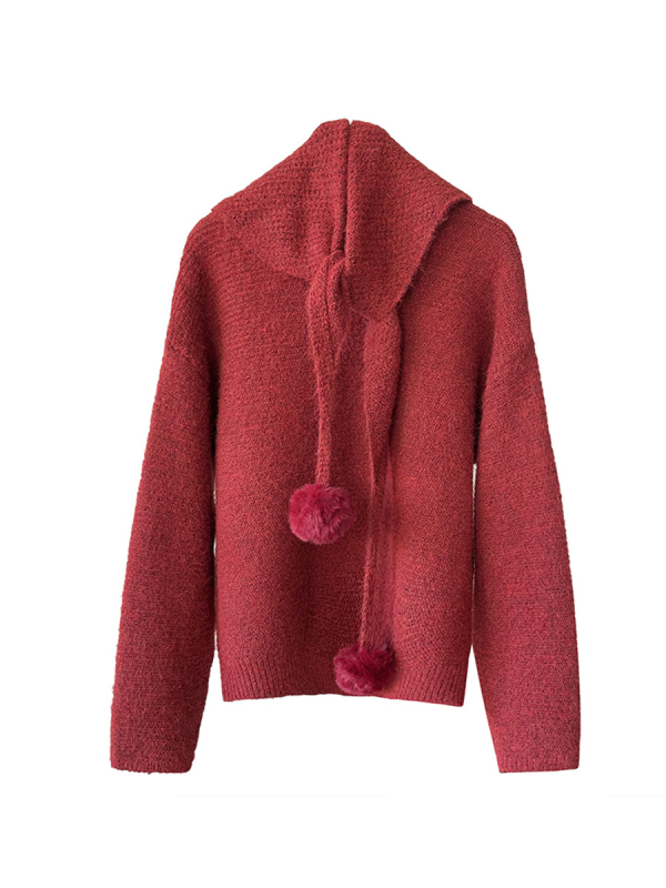Ženski pulover od poliestera, srednje gustoće, dugi rukavi, okrugli ovratnik, japansko-korejski casual stil