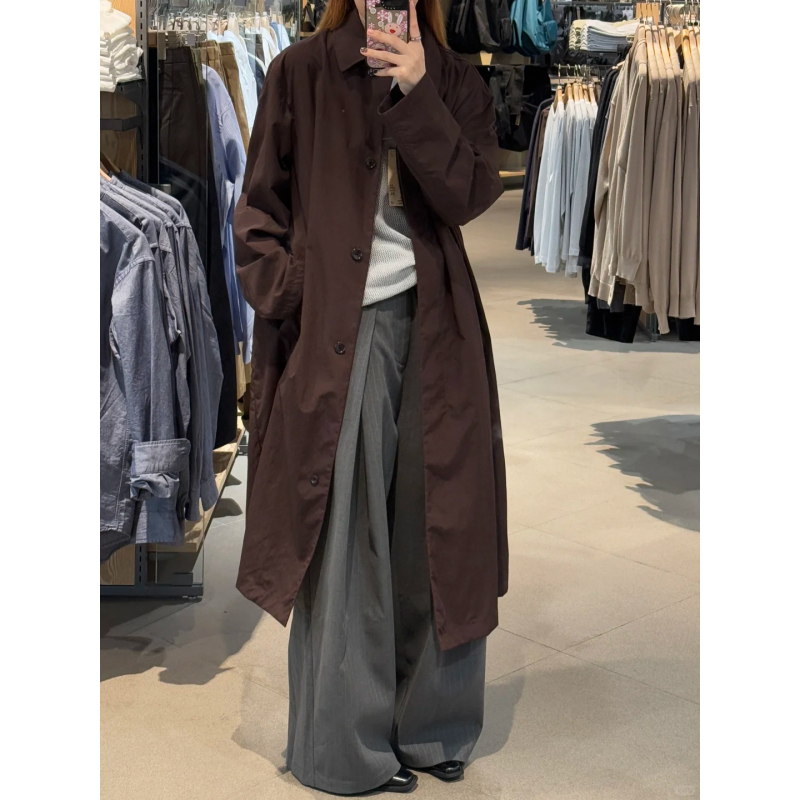 Srednje duga windbreaker jakna, pamukasto-polyester smjesa, 95% poliester, jednobojna, srednja debljina, slobodan kroj
