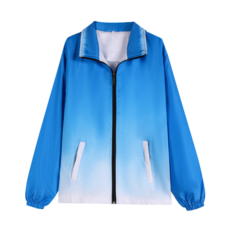 Geacă windbreaker pentru voluntari, cu imprimare a logo-ului, glugă, mâneci lungi, fermoar frontal, croială lejeră, material exterior din amestec de fibre chimice, căptușeală 100% poliester, ținută de iarnă pentru muncă