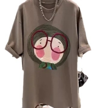 Ženski T-shirt kratkih rukava za jesen-zimu, korejski stil, opušteni kroj, debeli flis unutarnji sloj, osnovni top