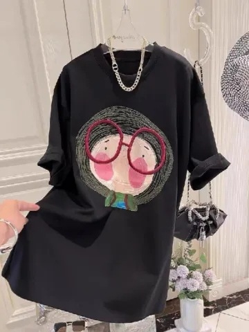 Ženski T-shirt kratkih rukava za jesen-zimu, korejski stil, opušteni kroj, debeli flis unutarnji sloj, osnovni top