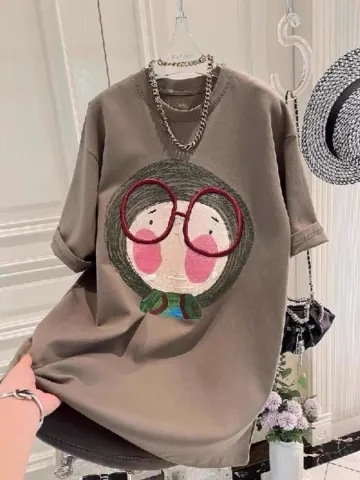 Ženski T-shirt kratkih rukava za jesen-zimu, korejski stil, opušteni kroj, debeli flis unutarnji sloj, osnovni top