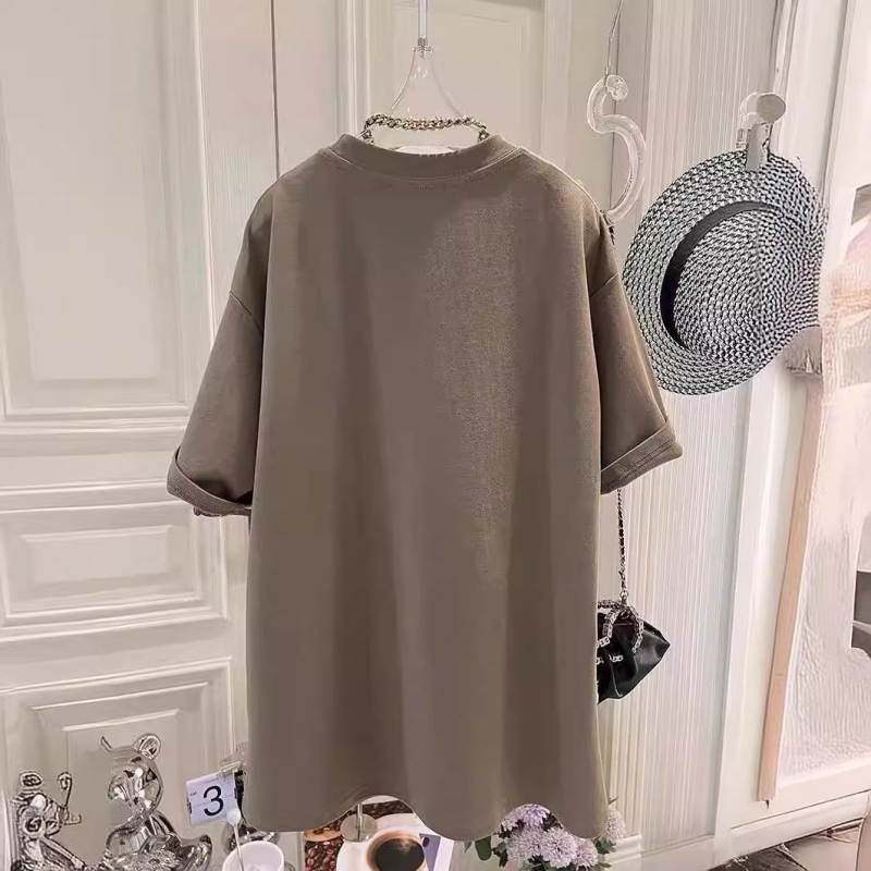Ženski T-shirt kratkih rukava za jesen-zimu, korejski stil, opušteni kroj, debeli flis unutarnji sloj, osnovni top