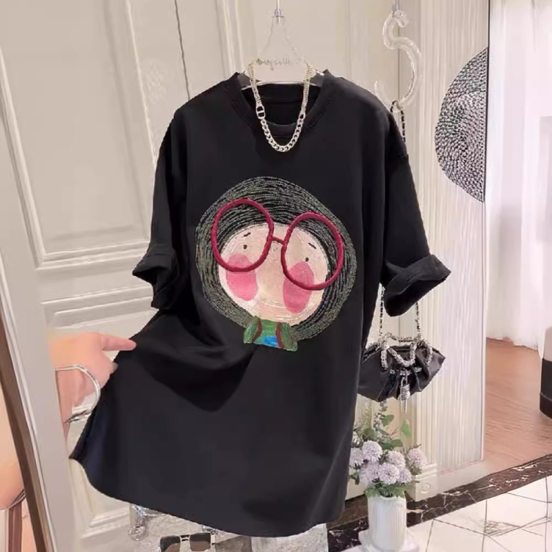 Ženski T-shirt kratkih rukava za jesen-zimu, korejski stil, opušteni kroj, debeli flis unutarnji sloj, osnovni top
