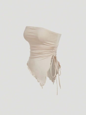 Csőtop, slim-fit, poliészter (95%+), váll nélkül, nyugati utcai stílus