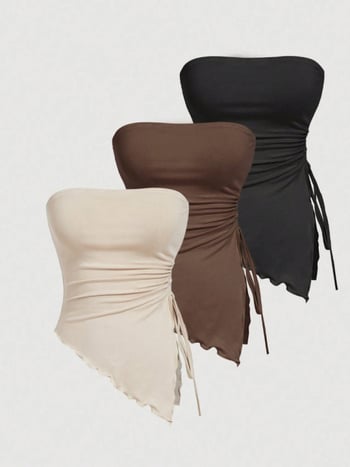 Csőtop, slim-fit, poliészter (95%+), váll nélkül, nyugati utcai stílus