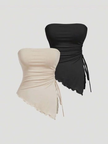 Csőtop, slim-fit, poliészter (95%+), váll nélkül, nyugati utcai stílus