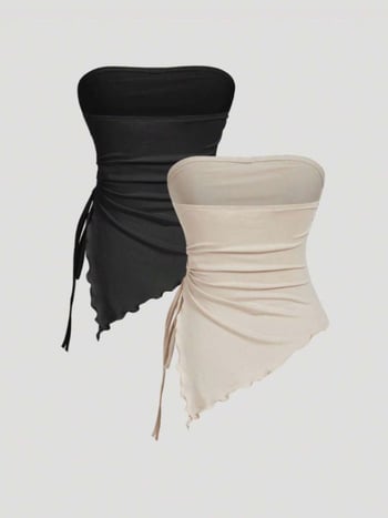 Csőtop, slim-fit, poliészter (95%+), váll nélkül, nyugati utcai stílus