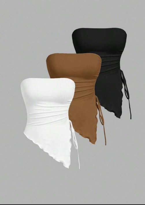 Csőtop, slim-fit, poliészter (95%+), váll nélkül, nyugati utcai stílus