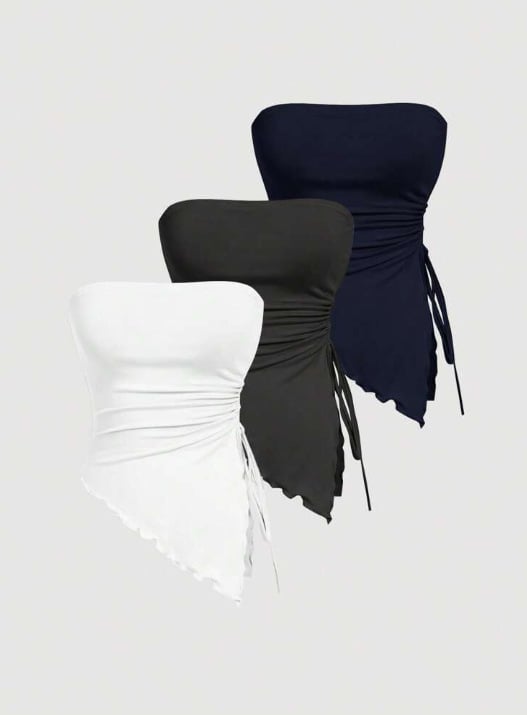 Csőtop, slim-fit, poliészter (95%+), váll nélkül, nyugati utcai stílus