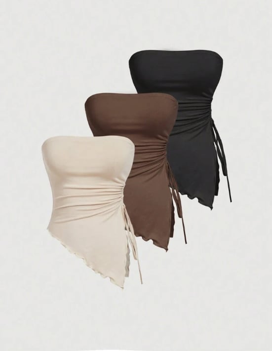 Csőtop, slim-fit, poliészter (95%+), váll nélkül, nyugati utcai stílus