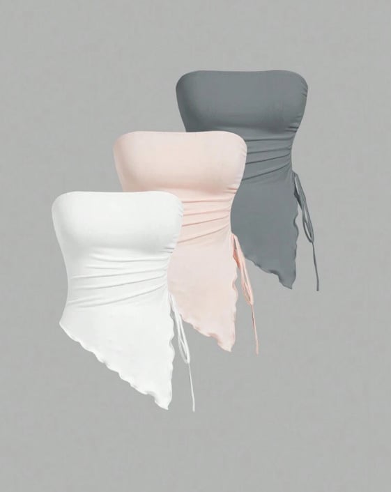 Csőtop, slim-fit, poliészter (95%+), váll nélkül, nyugati utcai stílus