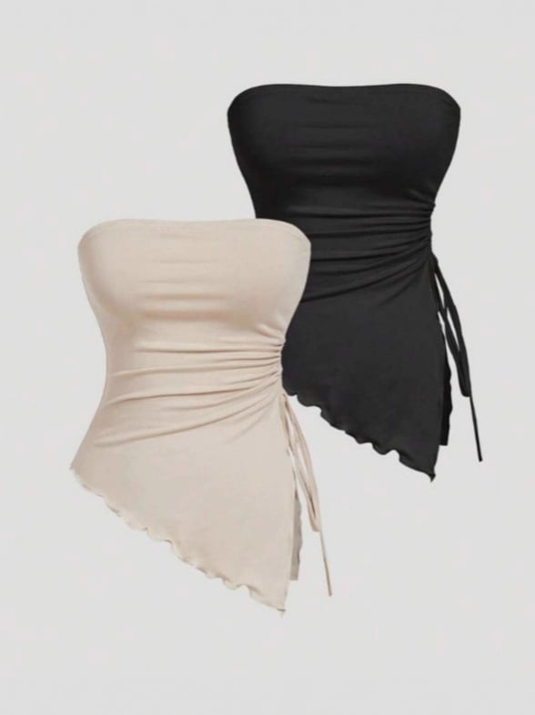 Csőtop, slim-fit, poliészter (95%+), váll nélkül, nyugati utcai stílus