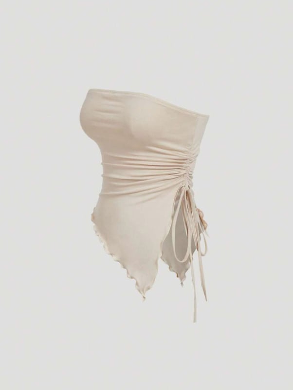 Csőtop, slim-fit, poliészter (95%+), váll nélkül, nyugati utcai stílus