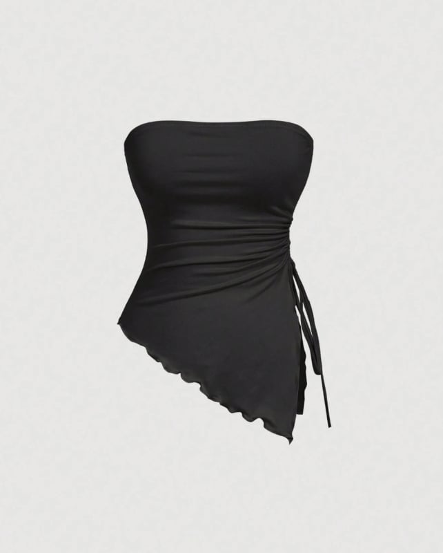 Csőtop, slim-fit, poliészter (95%+), váll nélkül, nyugati utcai stílus