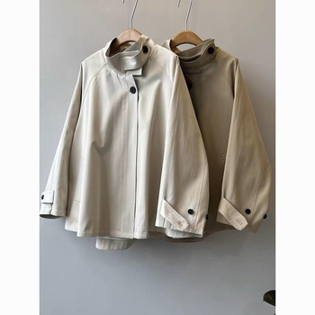 Ženski jesenski trench kaput, korejski stil, silueta A, stojeći ovratnik, zip, dugi rukavi, poliester, duljina 50–65 cm, jesen 2025
