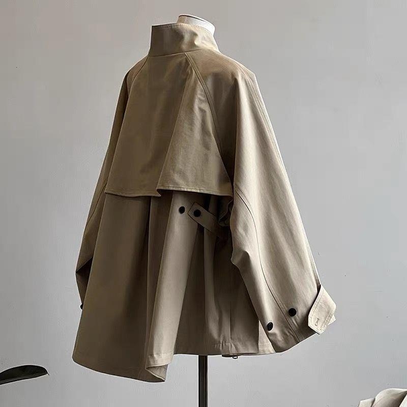 Ženski jesenski trench kaput, korejski stil, silueta A, stojeći ovratnik, zip, dugi rukavi, poliester, duljina 50–65 cm, jesen 2025