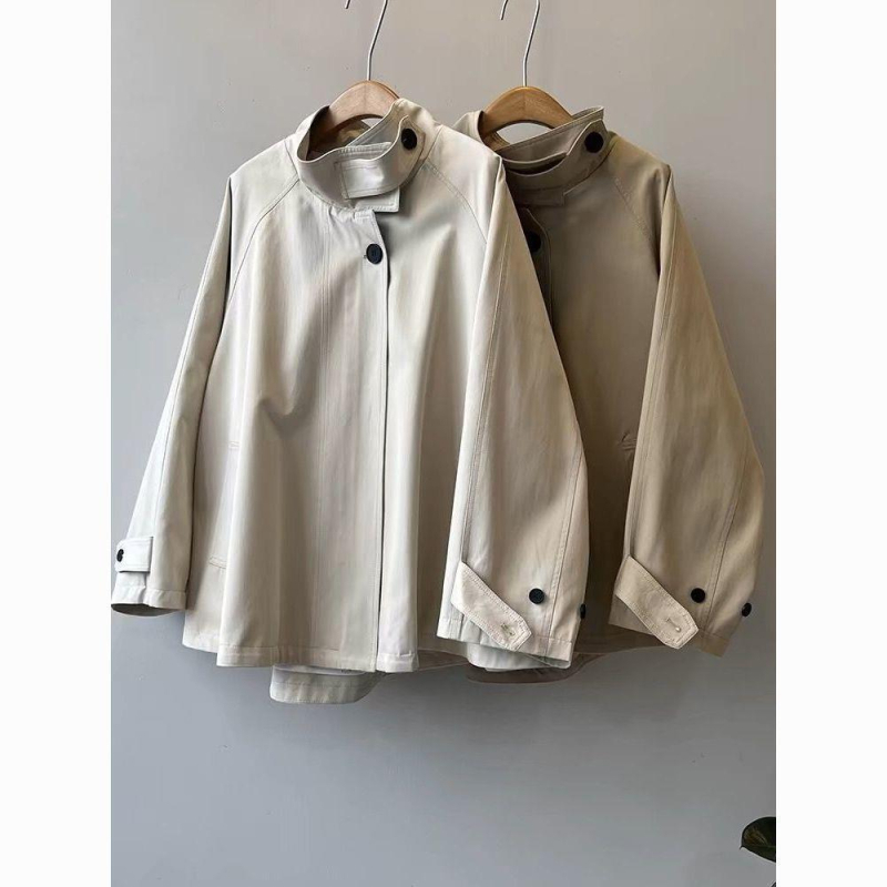 Ženski jesenski trench kaput, korejski stil, silueta A, stojeći ovratnik, zip, dugi rukavi, poliester, duljina 50–65 cm, jesen 2025