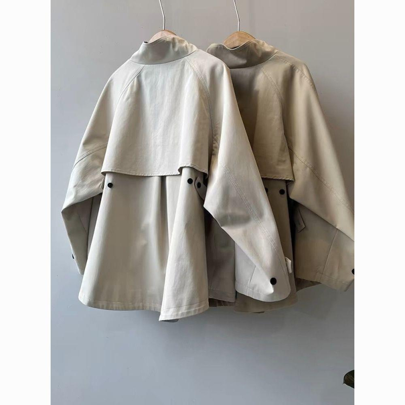 Ženski jesenski trench kaput, korejski stil, silueta A, stojeći ovratnik, zip, dugi rukavi, poliester, duljina 50–65 cm, jesen 2025