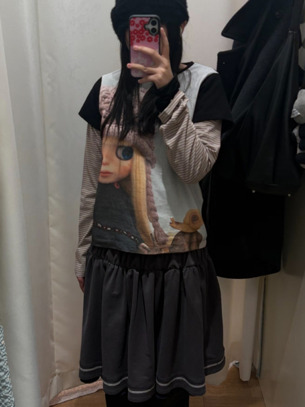 Majica s dugim rukavima, 95% pamuk, digitalna tiskovina s anime, lažni dvodijelni dizajn, svakodnevni ležerni top u japansko-korejskom stilu