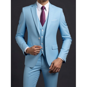 Muški trodijelni odijelo za proljeće, corduroy-linen, slim fit, Notch ovratnik, jakna s dva gumba, prikladno za vjenčanje