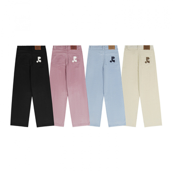Casual hlače s izvezenim corduroy-om, ravne krojenje, visokim strukom, korejsko-japanski ležerni stil, glavni materijal 95%+