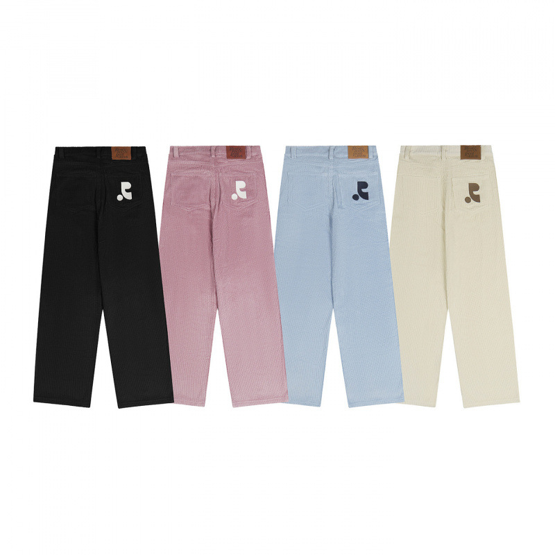 Casual hlače s izvezenim corduroy-om, ravne krojenje, visokim strukom, korejsko-japanski ležerni stil, glavni materijal 95%+