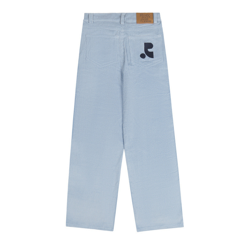 Casual hlače s izvezenim corduroy-om, ravne krojenje, visokim strukom, korejsko-japanski ležerni stil, glavni materijal 95%+