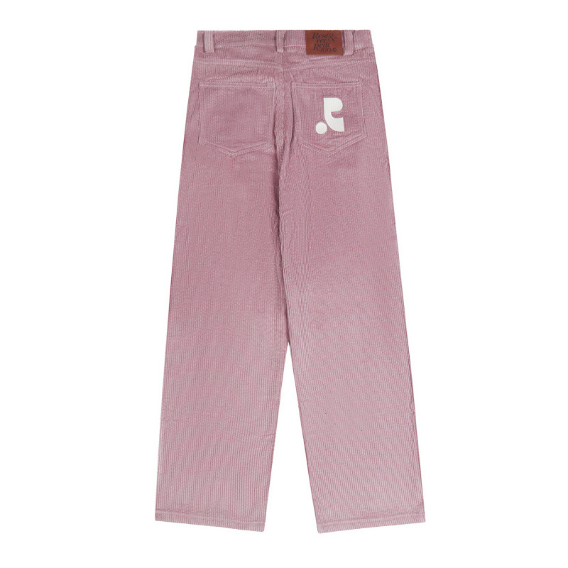 Casual hlače s izvezenim corduroy-om, ravne krojenje, visokim strukom, korejsko-japanski ležerni stil, glavni materijal 95%+