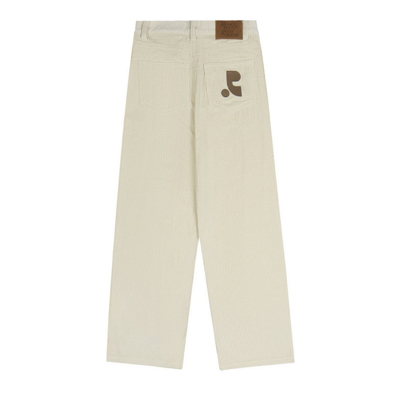 Casual hlače s izvezenim corduroy-om, ravne krojenje, visokim strukom, korejsko-japanski ležerni stil, glavni materijal 95%+