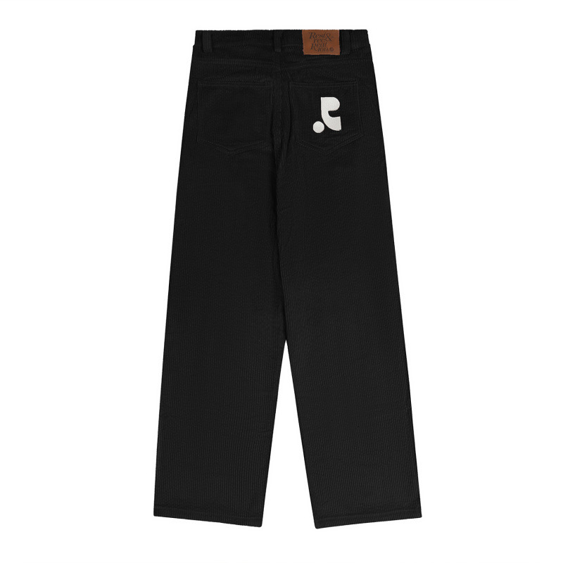 Casual hlače s izvezenim corduroy-om, ravne krojenje, visokim strukom, korejsko-japanski ležerni stil, glavni materijal 95%+