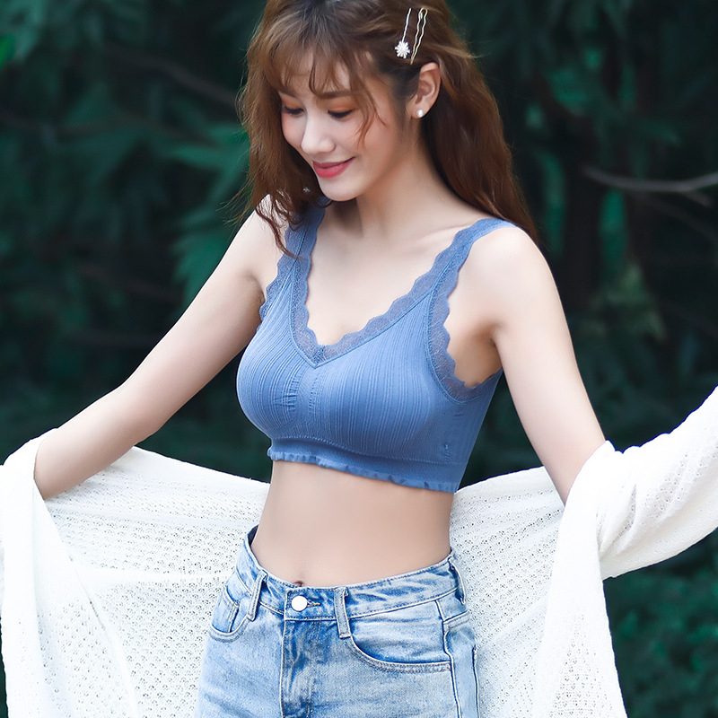 Bustier fără bretele din dantelă cu bureți detașabili, cupă 3/4, cupă groasă, material stretch din bumbac cu spandex, stil sportiv sexy