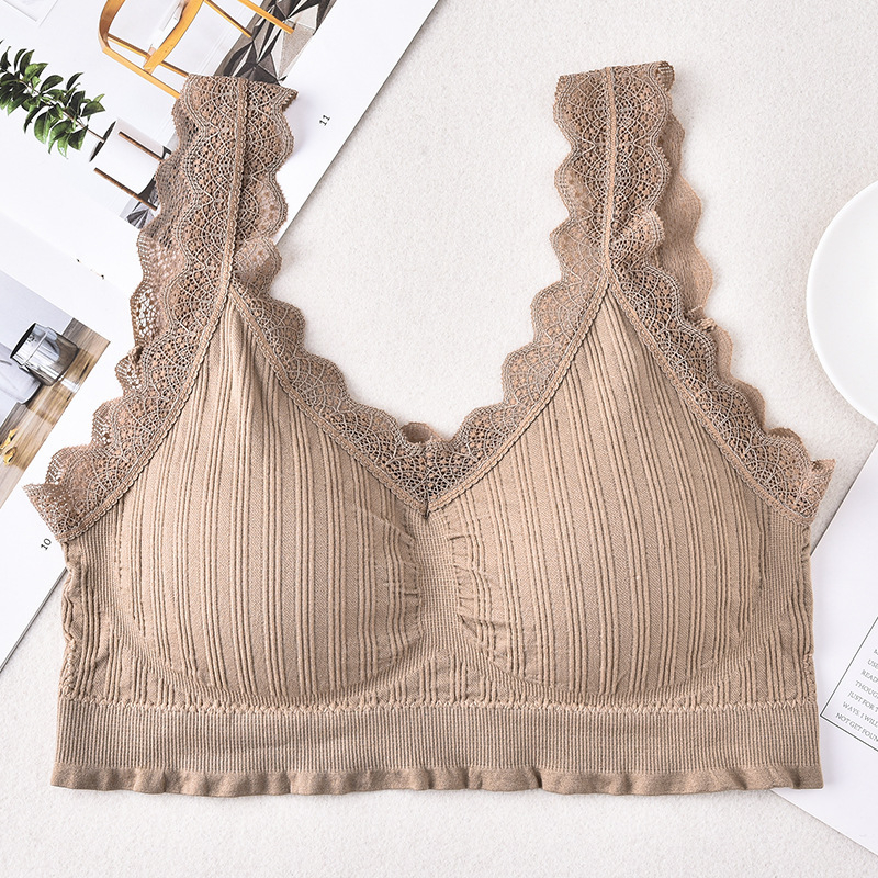 Bustier fără bretele din dantelă cu bureți detașabili, cupă 3/4, cupă groasă, material stretch din bumbac cu spandex, stil sportiv sexy