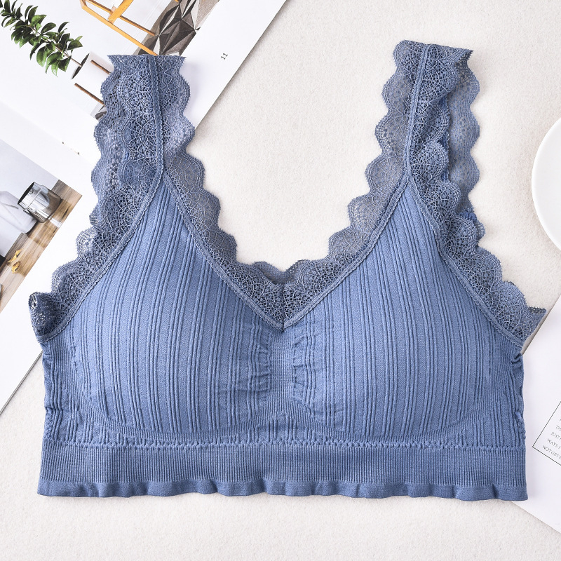 Bustier fără bretele din dantelă cu bureți detașabili, cupă 3/4, cupă groasă, material stretch din bumbac cu spandex, stil sportiv sexy