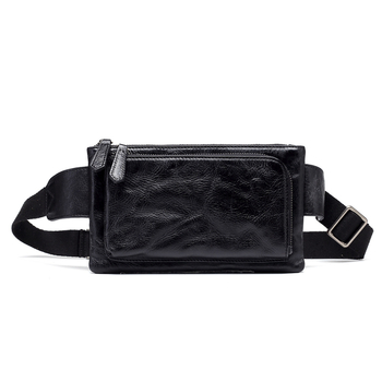 Geantă din piele naturală pentru bărbați, curea crossbody, formă orizontală pătrată, buzunar cu fermoar, închidere cu fermoar, stil de afaceri