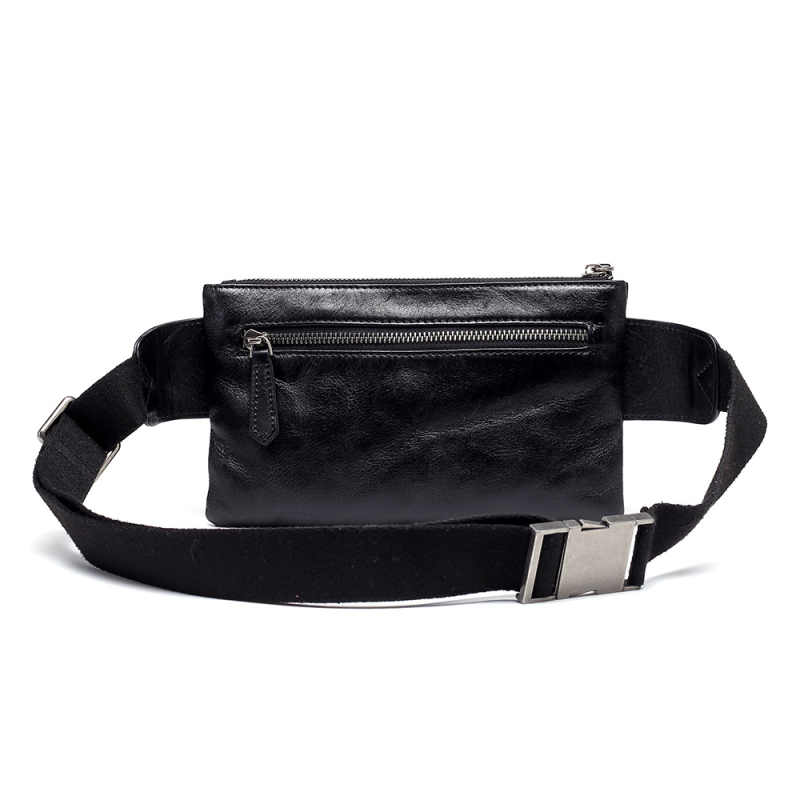 Geantă din piele naturală pentru bărbați, curea crossbody, formă orizontală pătrată, buzunar cu fermoar, închidere cu fermoar, stil de afaceri