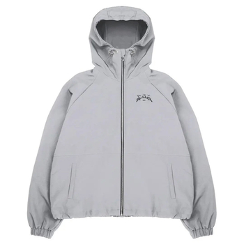 Windbreaker s colorblock vezenjem, kapuljača na zip, slobodan kroj, srednja duljina, poliester 95%